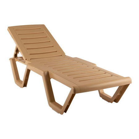 Шезлонг пластик Атлант 186*63*32см, нагрузка до 150кг бежевый (1)