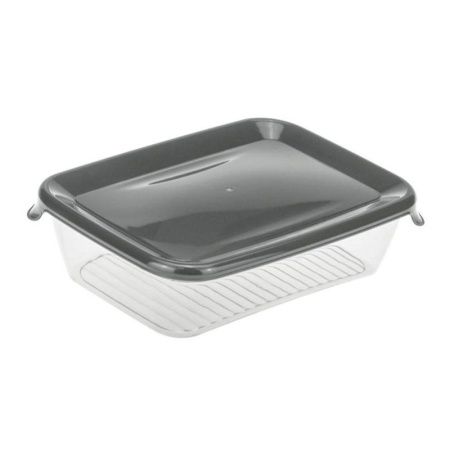 Контейнер пищевой 500мл 170*125*45мм пластик прямоугольный графитовый (30)