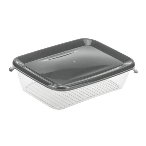 Контейнер пищевой 500мл 170*125*45мм пластик прямоугольный графитовый (30)