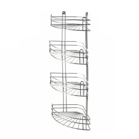 Полка угловая 4 ярусная глубокая краш. хром зеркальный с креплениями (вку-3.4.3/3.4.5) (2)