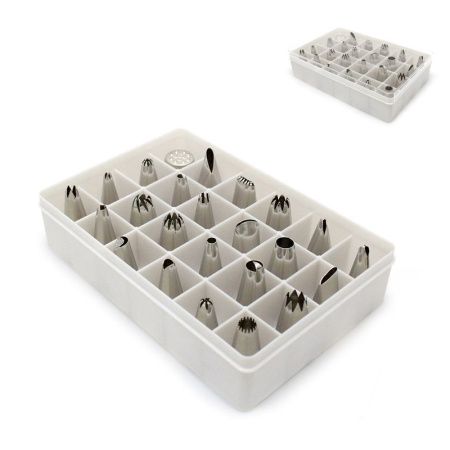 Набор насадок кондитерских для декорирования 24шт нерж.сталь в контейнере (60)