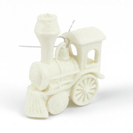 Игрушка новогодняя на елку ПАРОВОЗ 9*7см пластик белая OSHR21-536/JC-16463 (1200)
