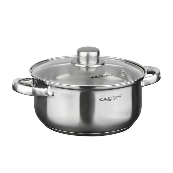 Кастрюля 2,2л нерж.сталь ГРЕТТА стек.крышка 18см толщина стенок 0,4мм индукция KT04-D-22 (8)