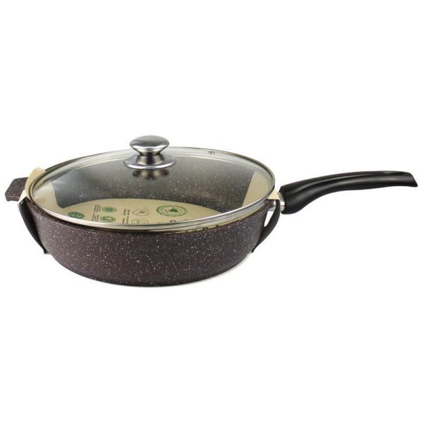 Сковорода 30см алюминий АП Granit Perfection chocolate со стекл.крышкой несъемной ручкой (6)