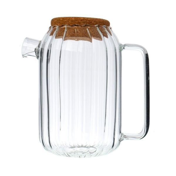 Чайник заварочный 1200мл стекло с ситом, бамбук.пробкой GT-35-36 (36)