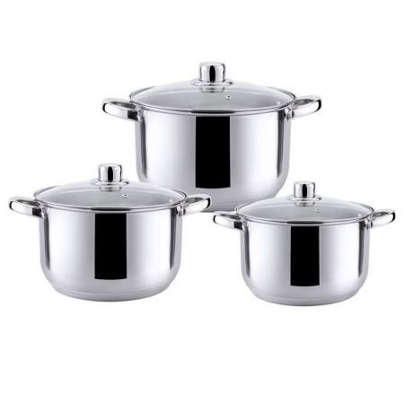 Набор кастрюль 3пр к. 2,9/3,9/5,1л нерж.сталь стекл.крышки индукция (4)