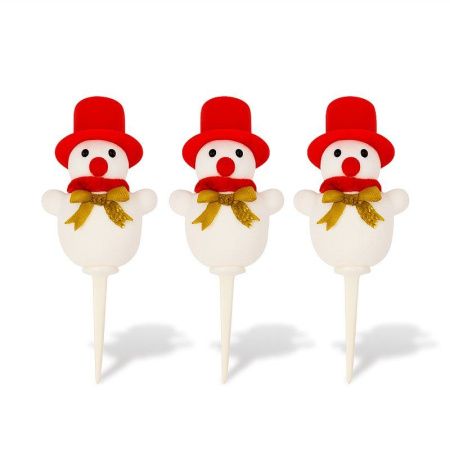 Игрушки новогодние на елку СНЕГОВИКИ набор 3шт 11см пенопласт/текстиль СВ24-023/JC-16742 (450)