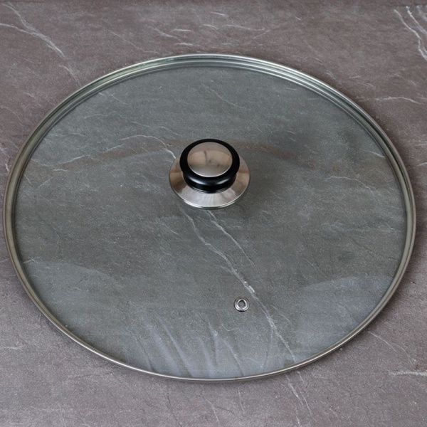 Крышка стекло 32см с комбинированной ручкой метал.ободком YGT-32 (30)