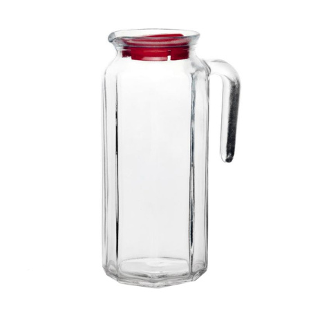 Кувшин 1л стекло КОШЕМ с красной крышкой (12)