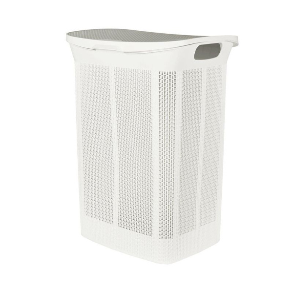 Корзина для белья 50л 43*34*59см пластик Ajur белое облако (2)