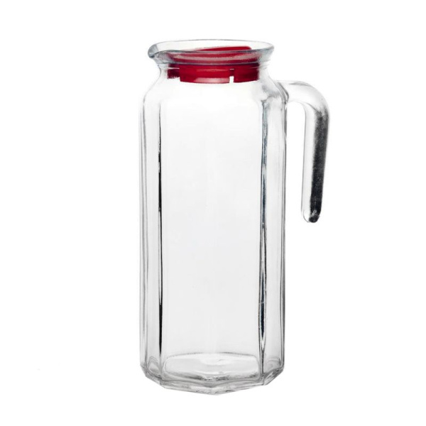 Кувшин 1л стекло КОШЕМ с красной крышкой (12)