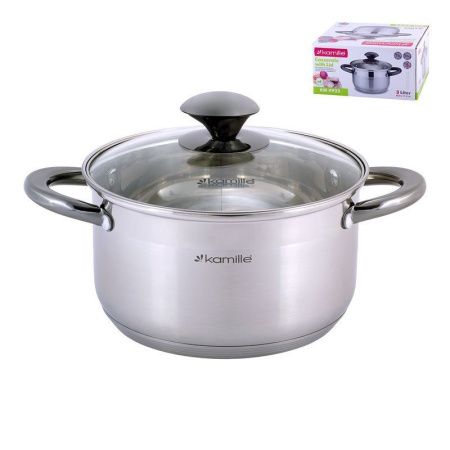 Кастрюля 3л нерж.сталь стекл.крышка 20см, индукция, арт. 4922 (4)