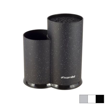 Подставка для ножей с наполнителем двойная 22см пластик (чёрный мрамор, белый мрамор, серый мрамор) арт.7607