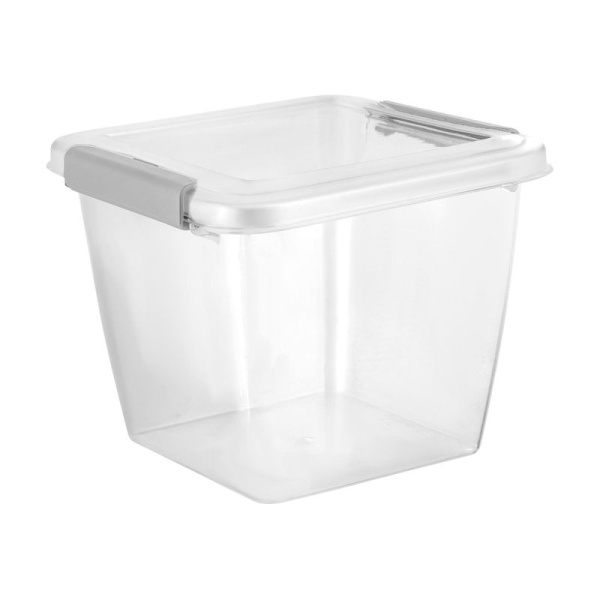 Контейнер для продуктов 1л пластик Plast Team HELSINKI с защёлками квадратный натуральный (20)