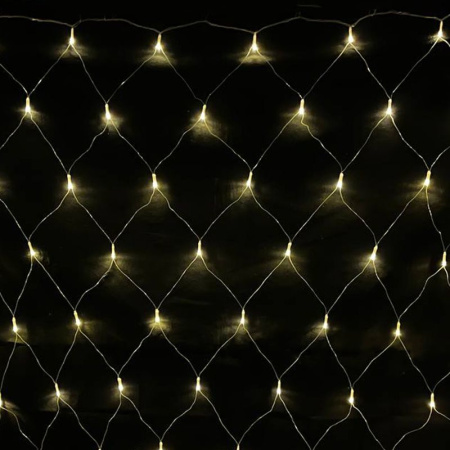 Гирлянда эл. Сетка 1,5*1,5м 120LED теплый белый плоская вилка 110В JC-15350 (100)
