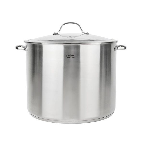 Кастрюля 14,7л h24см нерж.сталь АТЛАНТ стекл.крышка 28см 5-ти сл.капс.индукц.дно LR02-900