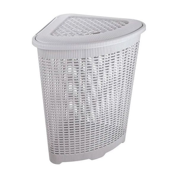 Корзина для белья угловая 50л 39,5*39,5*59,5см пластик светло-серый (5)