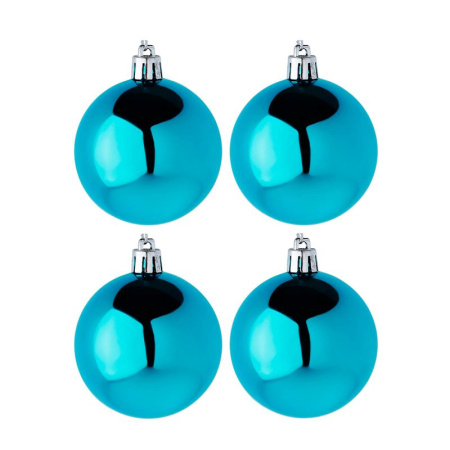 Елочные шары набор 4шт 8см пластик голубой (48)