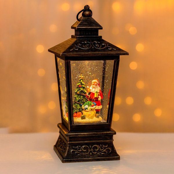 Фонарь новогодний музык. со снегом и водой 24*12*12см usb,от батареек (в комплект не входят)(16)JC-1