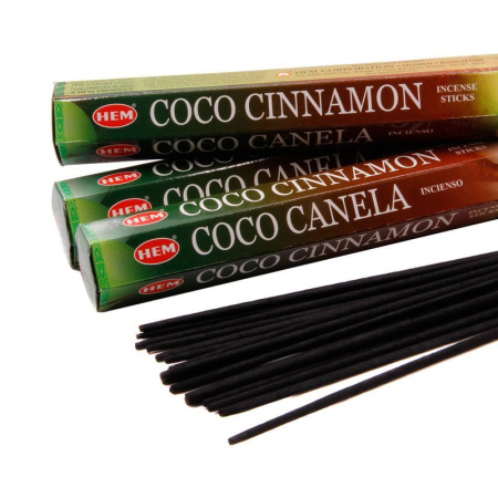 Благовония шестигранник 20 палочек HEM Coconut Cinnamon Кокос Корица 186C_C (6)