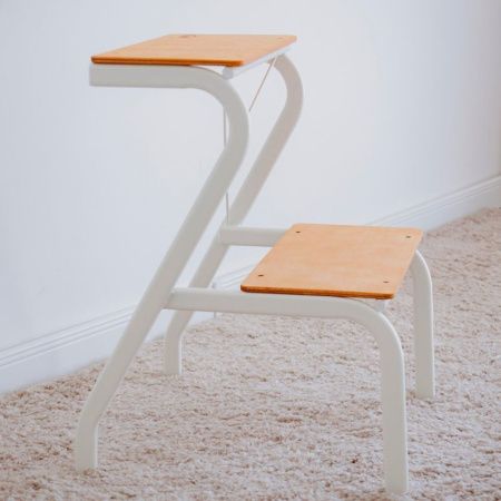 Табурет-подставка 43*44*56см металл/фанера КОНЁК белый (1)