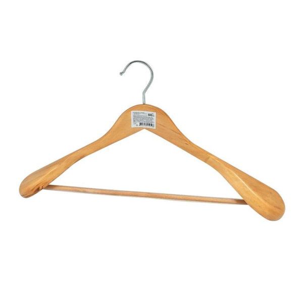 Вешалка костюмная с широкими плечами и перекладиной дерево с ПВХ покрытием (24)