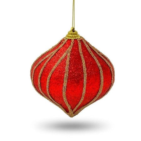 Игрушка новогодняя на елку ВОЛЧОК 8*9см пластик полосатый красный JC-15108 (384)