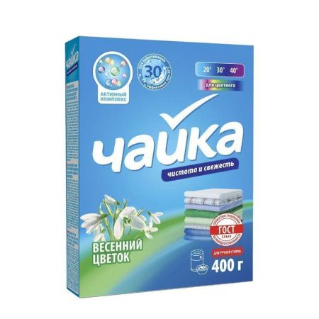 Порошок стиральный 400г ЧАЙКА Весенний цветок для цветного белья ручная стирка (18)
