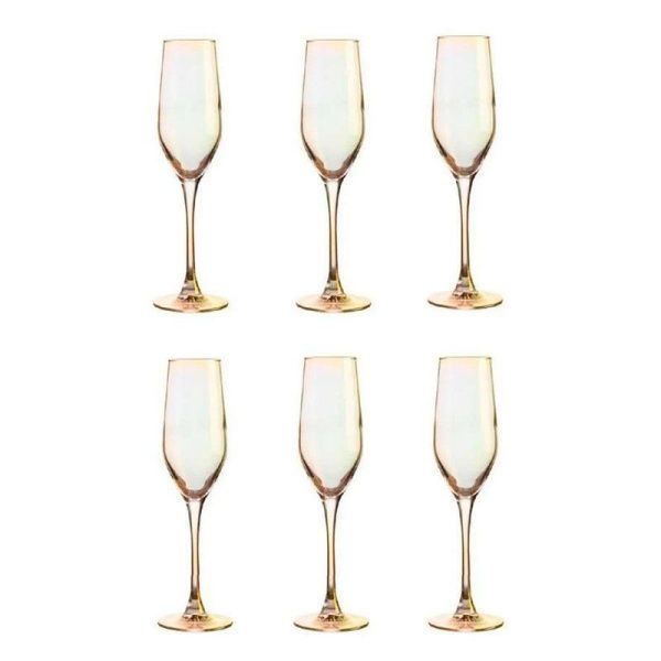 Бокалы для шампанского набор 6шт 160мл стекло ЗОЛОТИСТЫЙ ХАМЕЛЕОН (4)