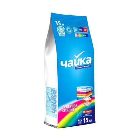 Порошок стиральный 15кг ЧАЙКА Северное сияние для цветного белья автомат (1/20)