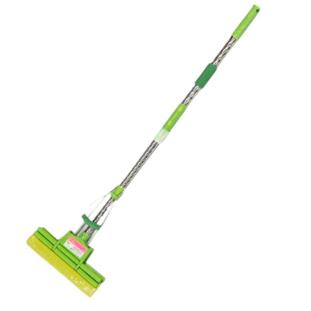 Швабра с отжимом пластик двойной ролик 27см спиральная телескопическая ручка 110/115см JC-104 (25)