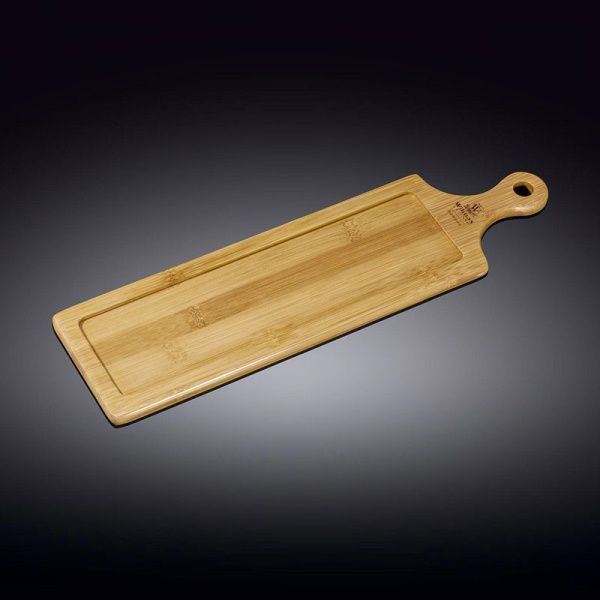 Поднос сервировочный с ручкой 39,5*11см бамбук WL-771008/A (10/60)