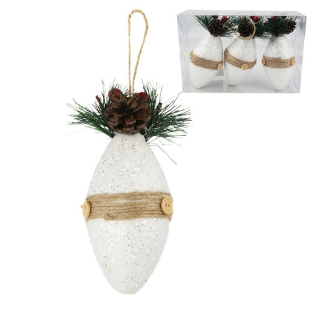 Игрушки новогодние на елку СОСУЛЬКА набор 3шт 8см KF17-16 (96)