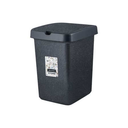 Контейнер для мусора 25л 33,5*29,5*42см пластик Stone темный камень с подвижной крышкой (4)