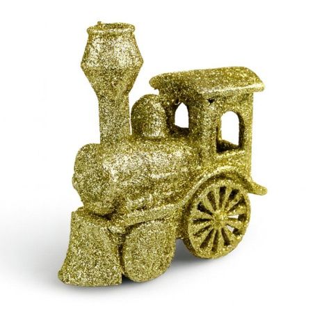 Игрушка новогодняя на елку ПАРОВОЗ 9*7см пластик золото OSHR21-536/JC-16464 (1200)