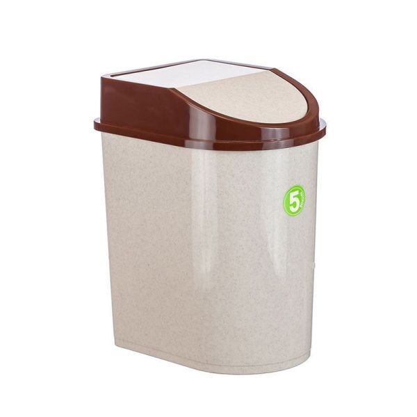 Контейнер для мусора 5л пластик Бежевый мрамор с подвижной крышкой МП (20)