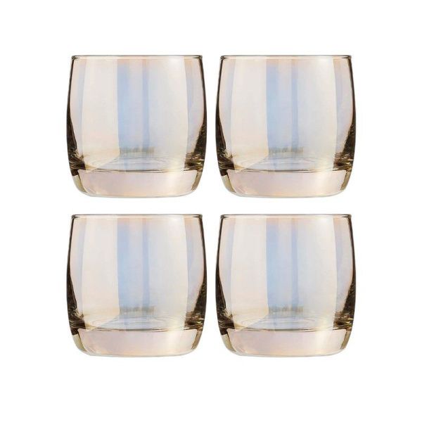 Стаканы набор 4шт 310мл стекло ЗОЛОТИСТЫЙ ХАМЕЛЕОН низкие  (4)