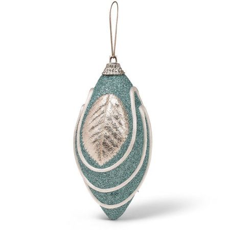 Игрушка новогодняя на елку СОСУЛЬКА 11*5,5см Листок пластик голубой с серебром JC-15043 (450)