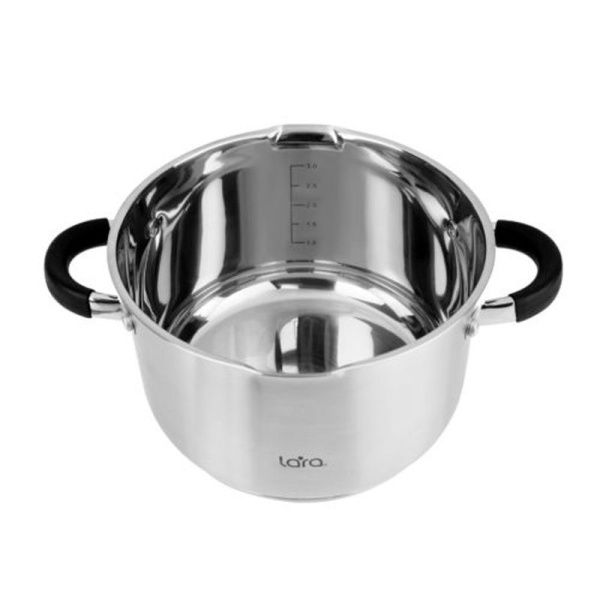 Кастрюля 3,9л h12,5см нерж.сталь НИКА стекл.крышка-дуршлаг 20см капс..индукц.дно LR02-907 (4)