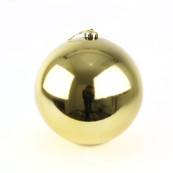 Игрушка новогодняя на елку ШАР 15см пластик блестящий золото JC-5531 (48)
