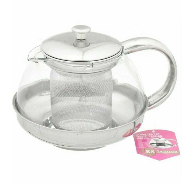 Чайник заварочный 800мл стекло/нерж.сталь с мет.ситом RS\TP 7202-80 (24)