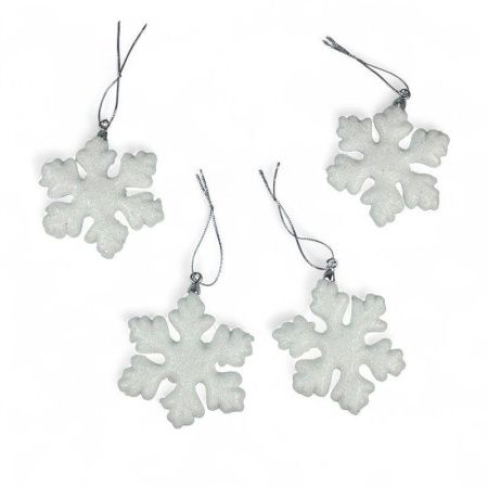 Игрушки новогодние на елку СНЕЖИНКА набор 4шт 7см пенопласт OSNN21-150/JC-16382 (1000)