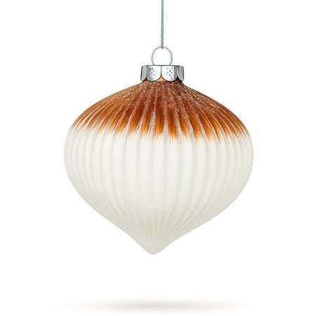 Игрушка новогодняя на елку ВОЛЧОК 10см стекло ваниль (48) JC-17155