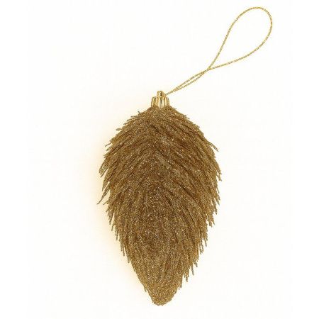 Игрушка новогодняя на елку СОСУЛЬКА 11*5,5см пластик пушистый золотой JC-15031 (450)