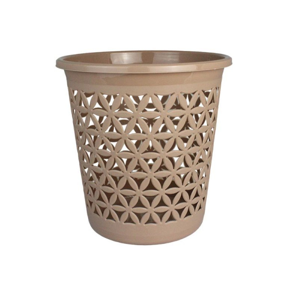 Корзина для бумаг 11л пластик ФЛОВЕР кофейный 05306 (48)