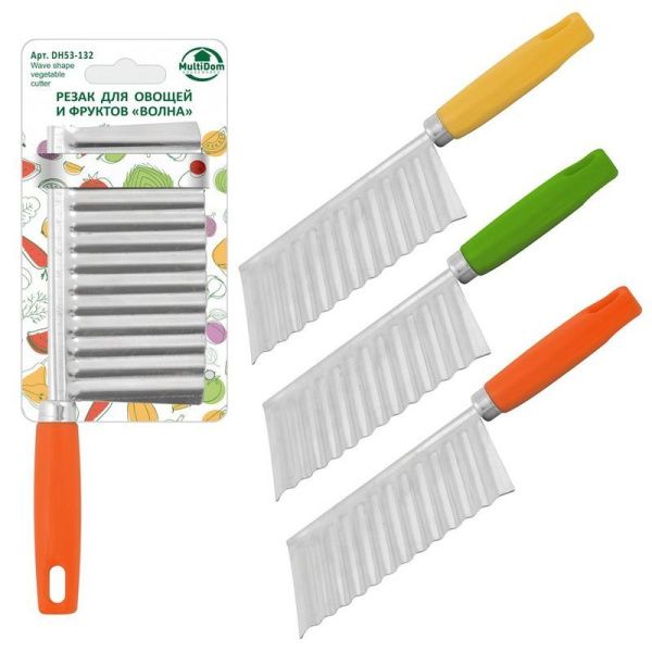 Нож для фигурной нарезки 19,2*6,5*1,5см металл ВОЛНА (3 цвета) (для овощей и фруктов) DH53-132
