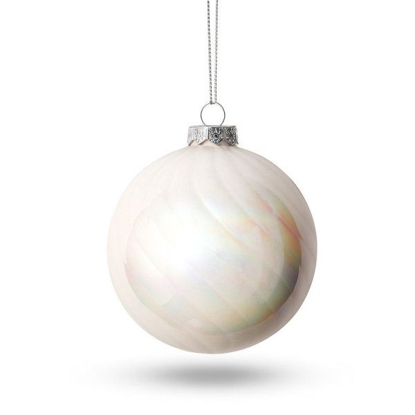 Игрушка новогодняя на елку ШАР 8см стекло белый перламутр (96) JC-17163