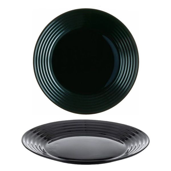 Тарелка мелкая 25см стеклокерамика АРЕНА БЛЭК обеденная 56866 (24)