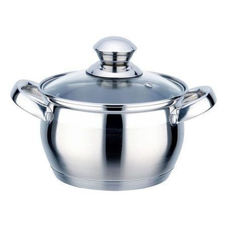 Кастрюля 2,5л нерж.сталь ПРАКТИЧНАЯ стекл.крышка индукц. П-1825 (6)