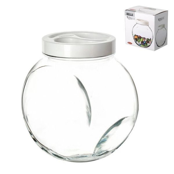 Банка для сыпучих продуктов 2,14л БЕЛЛА с белой пласт. крышкой 43994 подар.уп. (6)